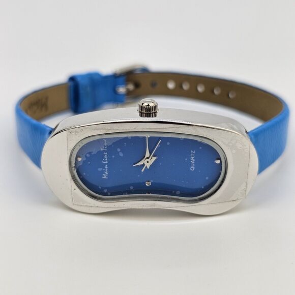 Main Line Time Women's Watch 20MM Blue Dial Blue Leather Bands New Battery - Picture 5 of 14